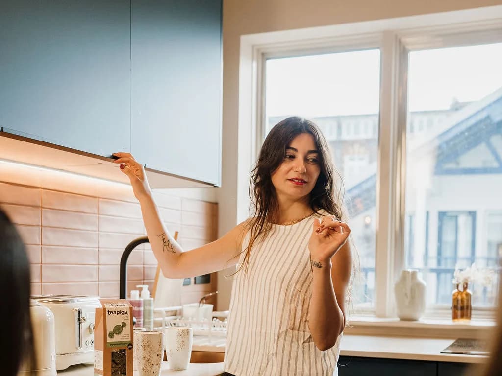 A shared kitchen at AndSoul The Villas, Shoreditch